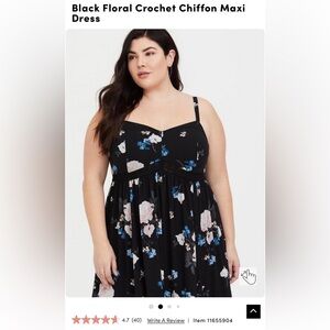 🌷Black Floral Crochet Chiffon Maxi Dress🌷